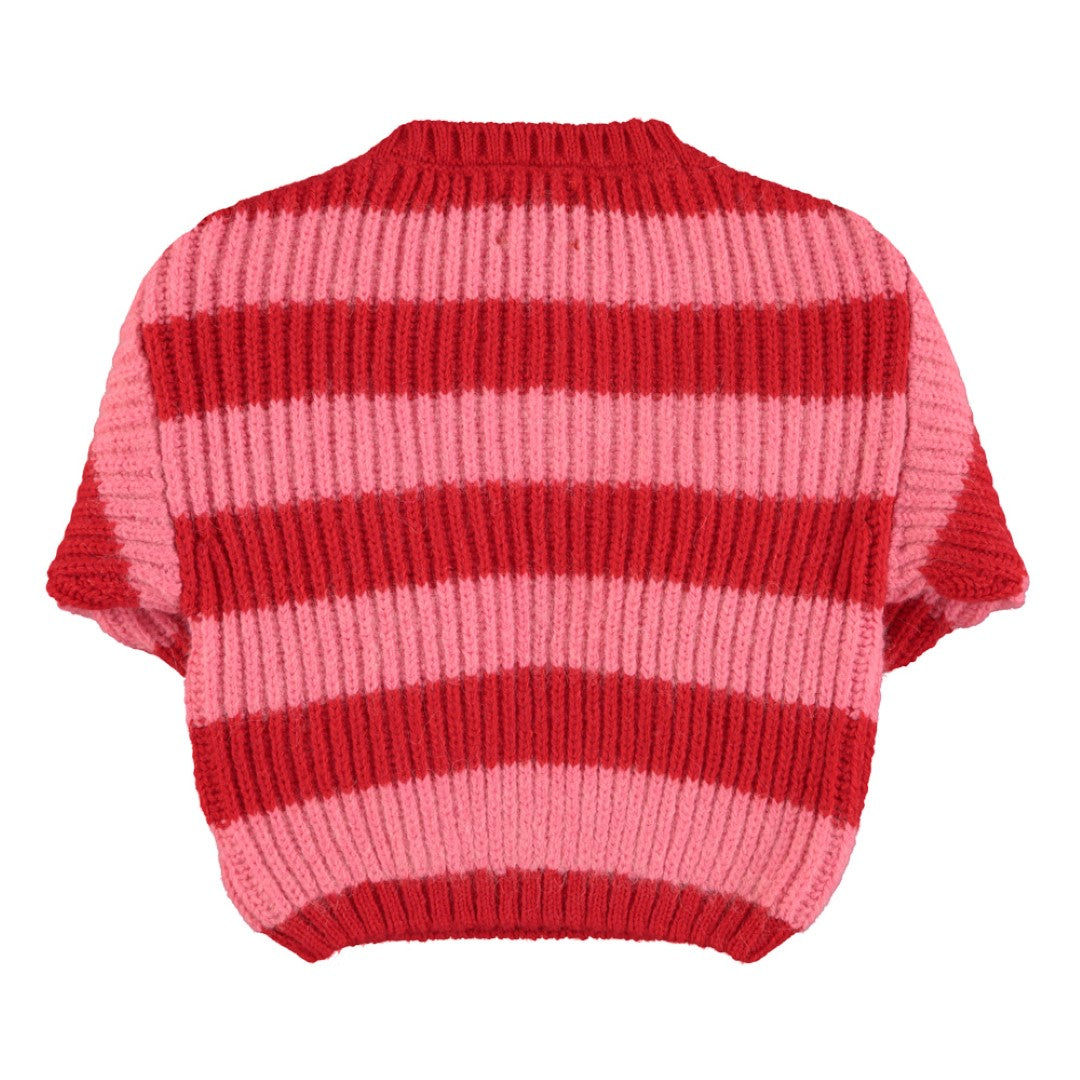 Knitted Sweater Red &amp; Pink Stripes