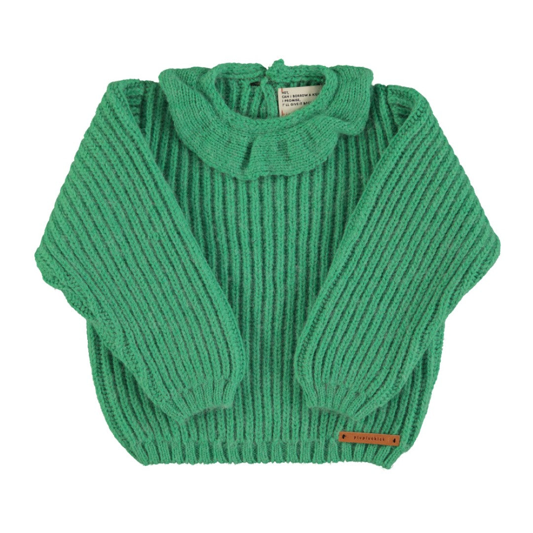 Knitted Sweater With Collar Green