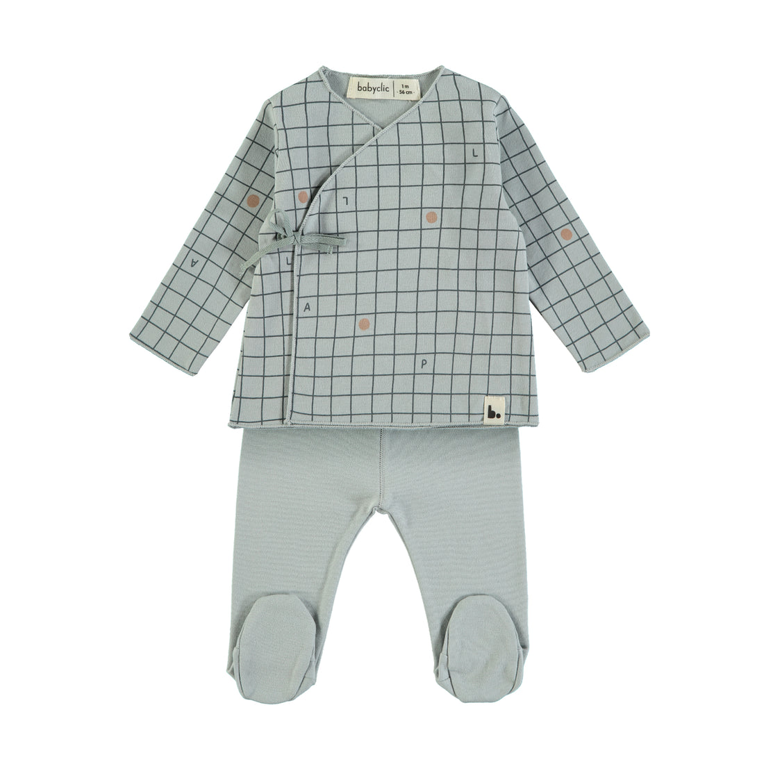 Baby Jacket With Footed Pants Checks Blue