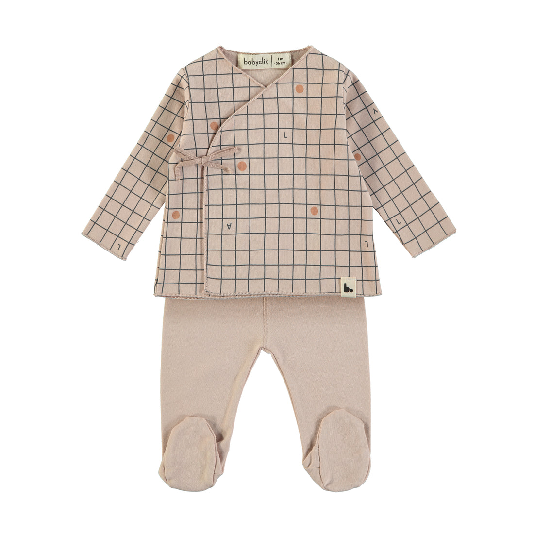 Baby Jacket With Footed Pants Checks Nude