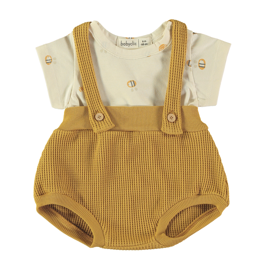 Baby T-shirt And Bloomer With Suspenders Bees