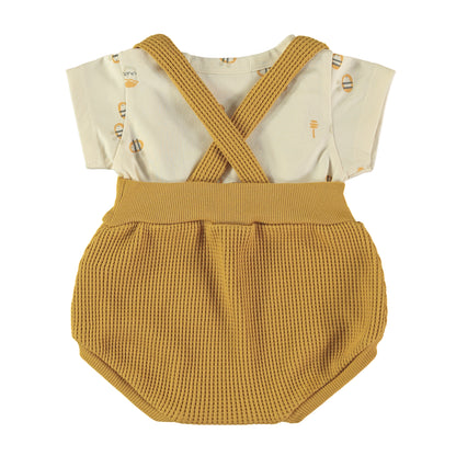 Baby T-shirt And Bloomer With Suspenders Bees