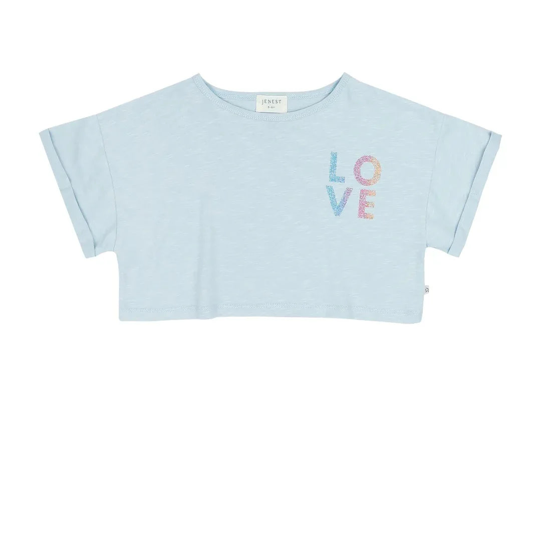 Lizzy Cropped T-shirt Water Blue - Jenest