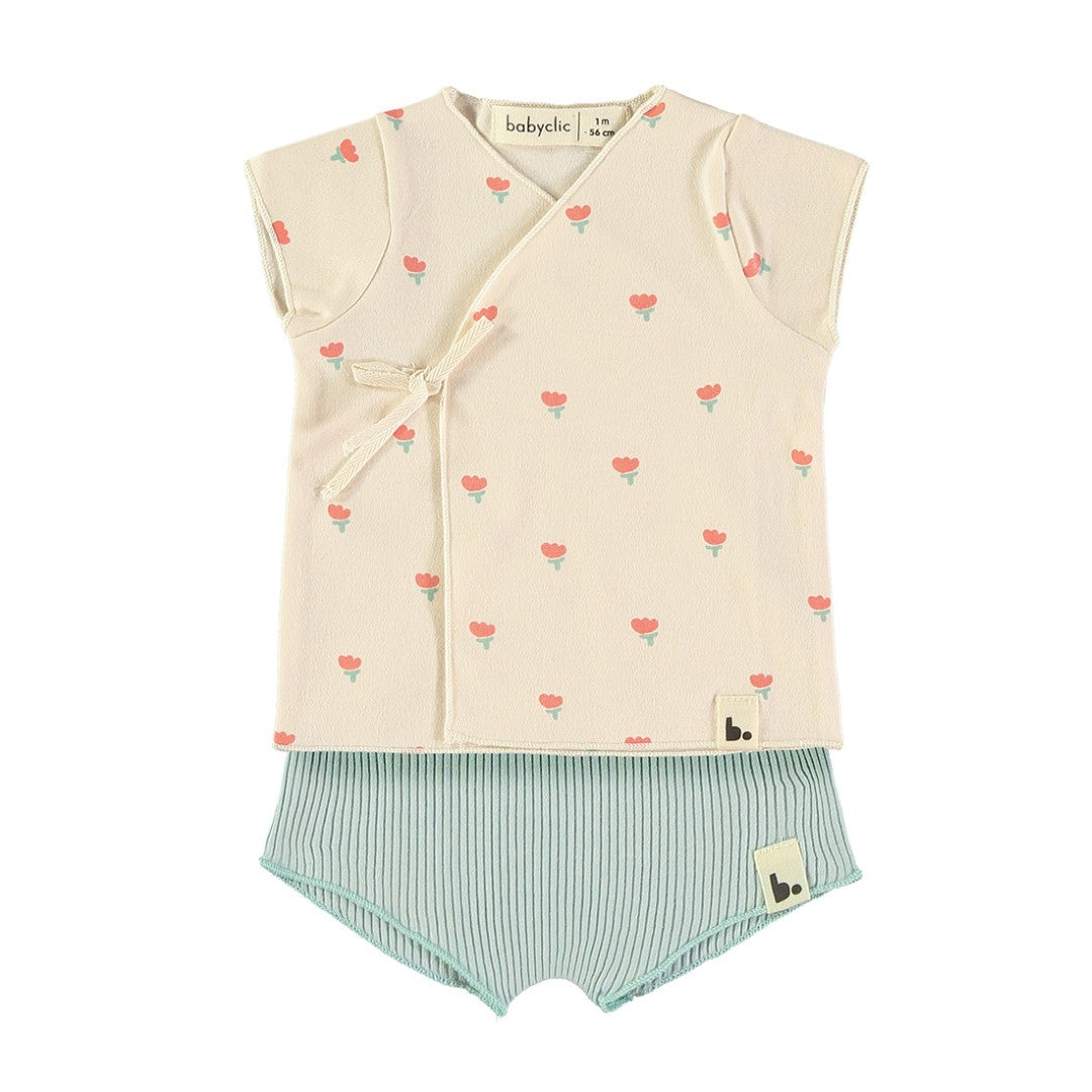 Baby Top And Bloomer Poppies Ecru