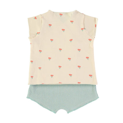 Baby Top And Bloomer Poppies Ecru