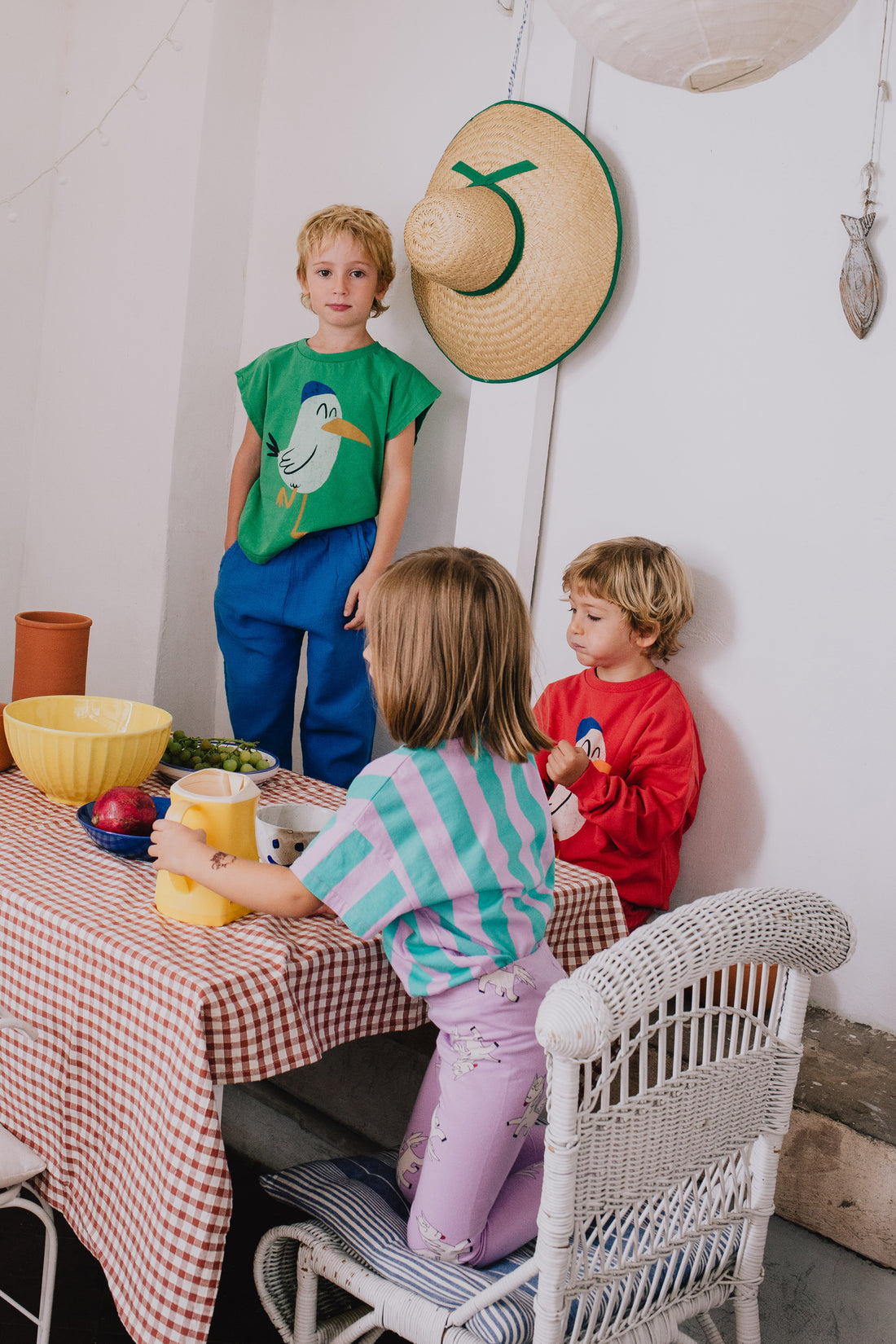 Wide Light Woven Pants Stars Embroidery Royal Blue