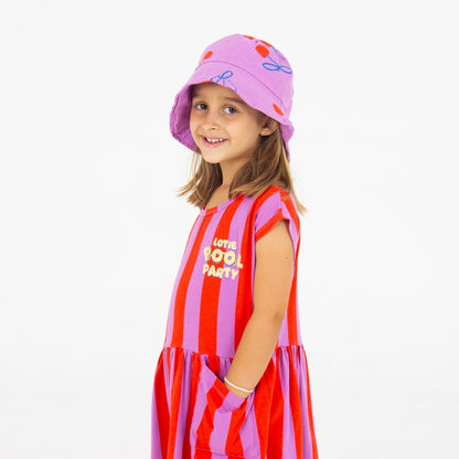 Sleeveless Dress Lotie Pool Party Red Stripes Magenta