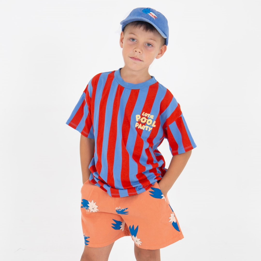 Wide Fit T-shirt Stripes Pool Party Baja Blue