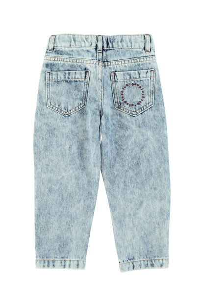 Mom Fit Trousers Washed Blue Denim