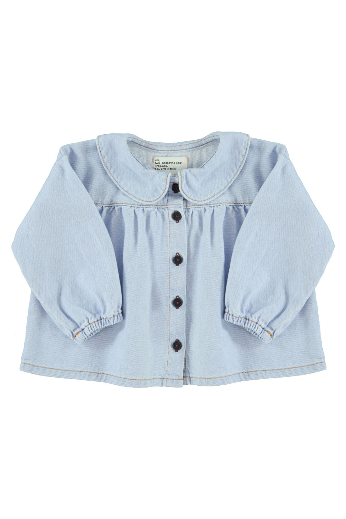 Peter Pan Collar Blouse Light Blue Soft Denim
