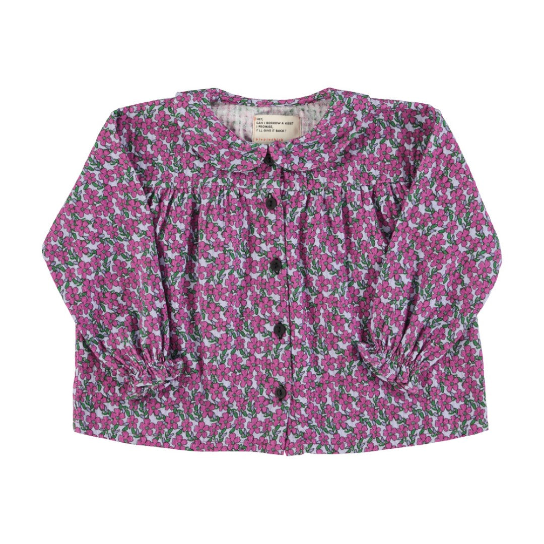 Peter Pan Collar Blouse Lilac Flowers