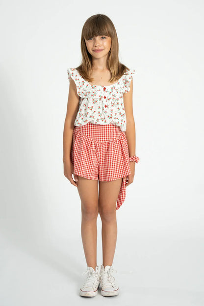 Shorts Red And Ecru Checkered - Piupiuchick