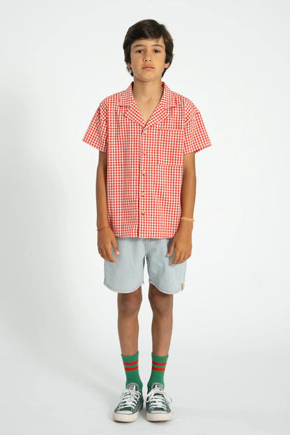 Hawaiian Shirt Red And Ecru Checkered - Piupiuchick