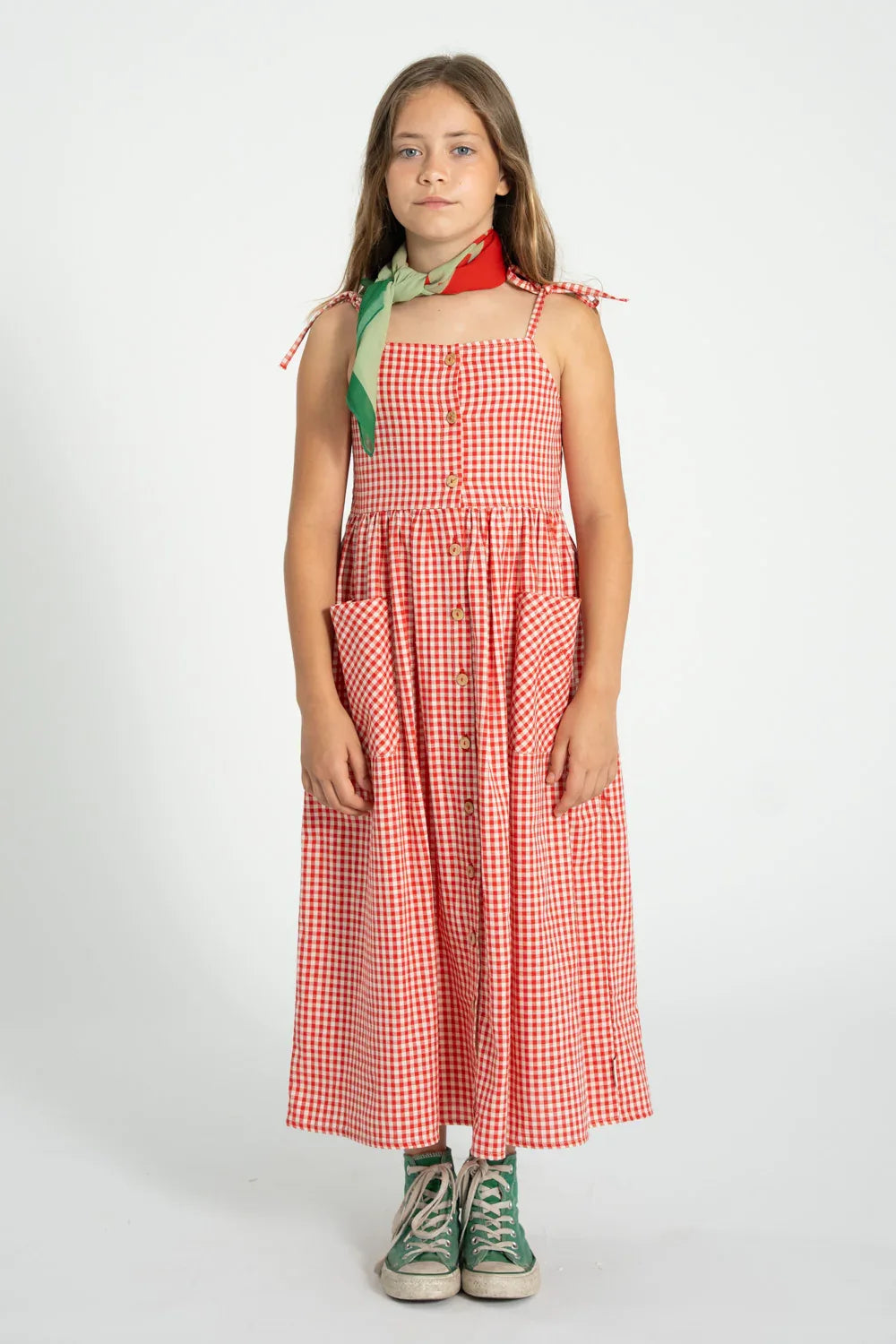 Long Dress Red And Ecru Checkered - Piupiuchick
