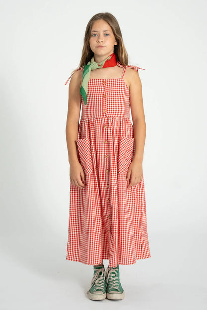 Long Dress Red And Ecru Checkered - Piupiuchick