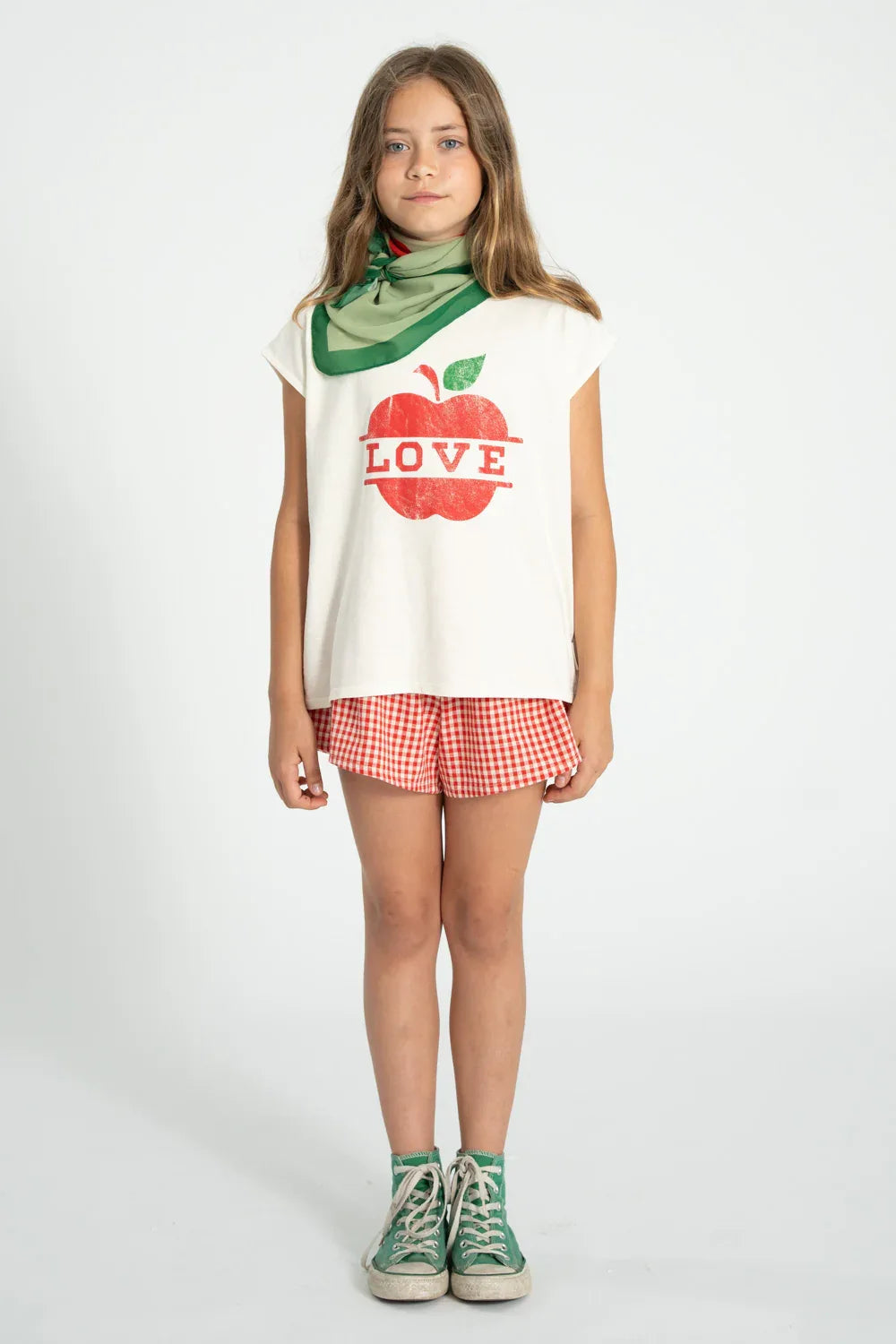 Sleeveless T-shirt Ecru With Apple Print - Piupiuchick
