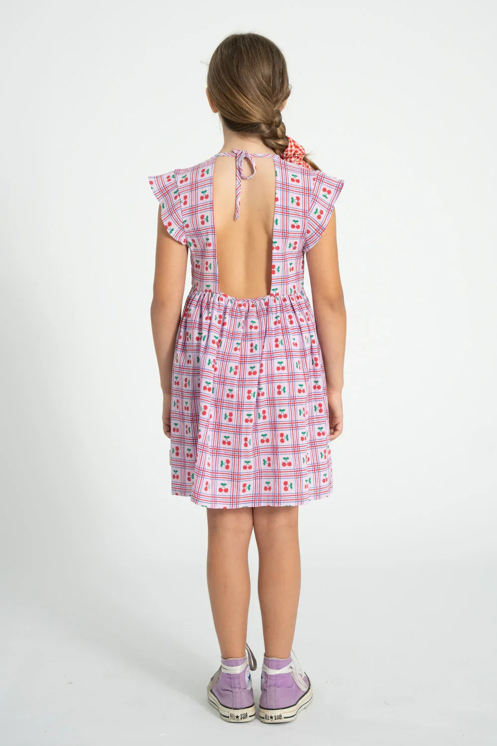 Short Dress Lilac With Cherries Allover - Piupiuchick
