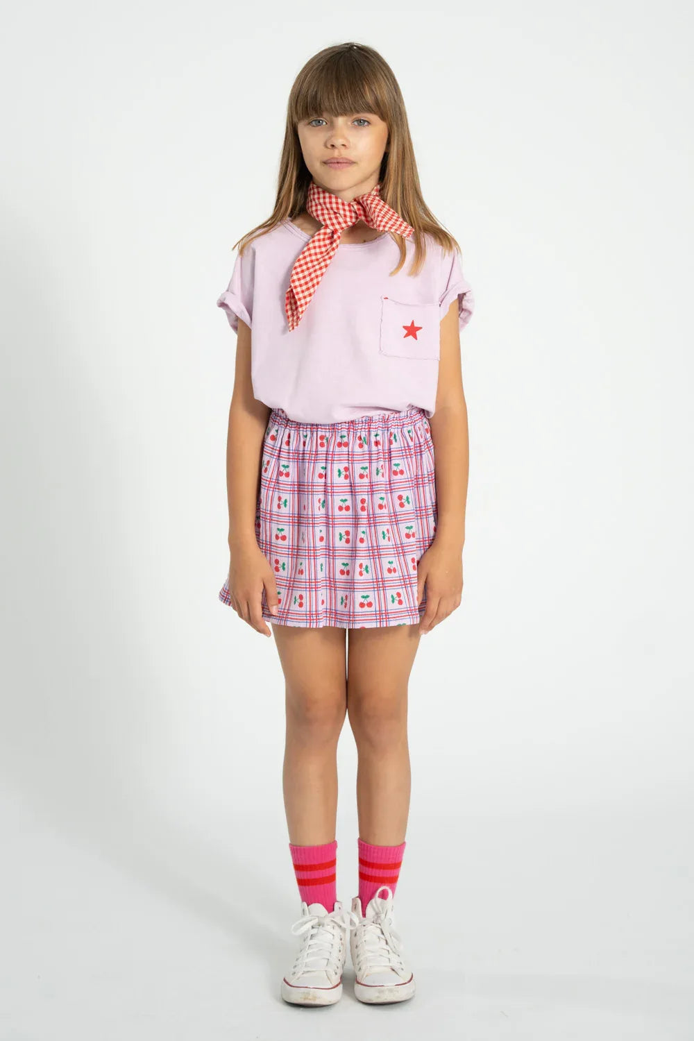 Short Skirt Lilac With Cherries Allover - Piupiuchick