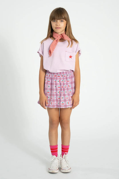 Short Skirt Lilac With Cherries Allover - Piupiuchick