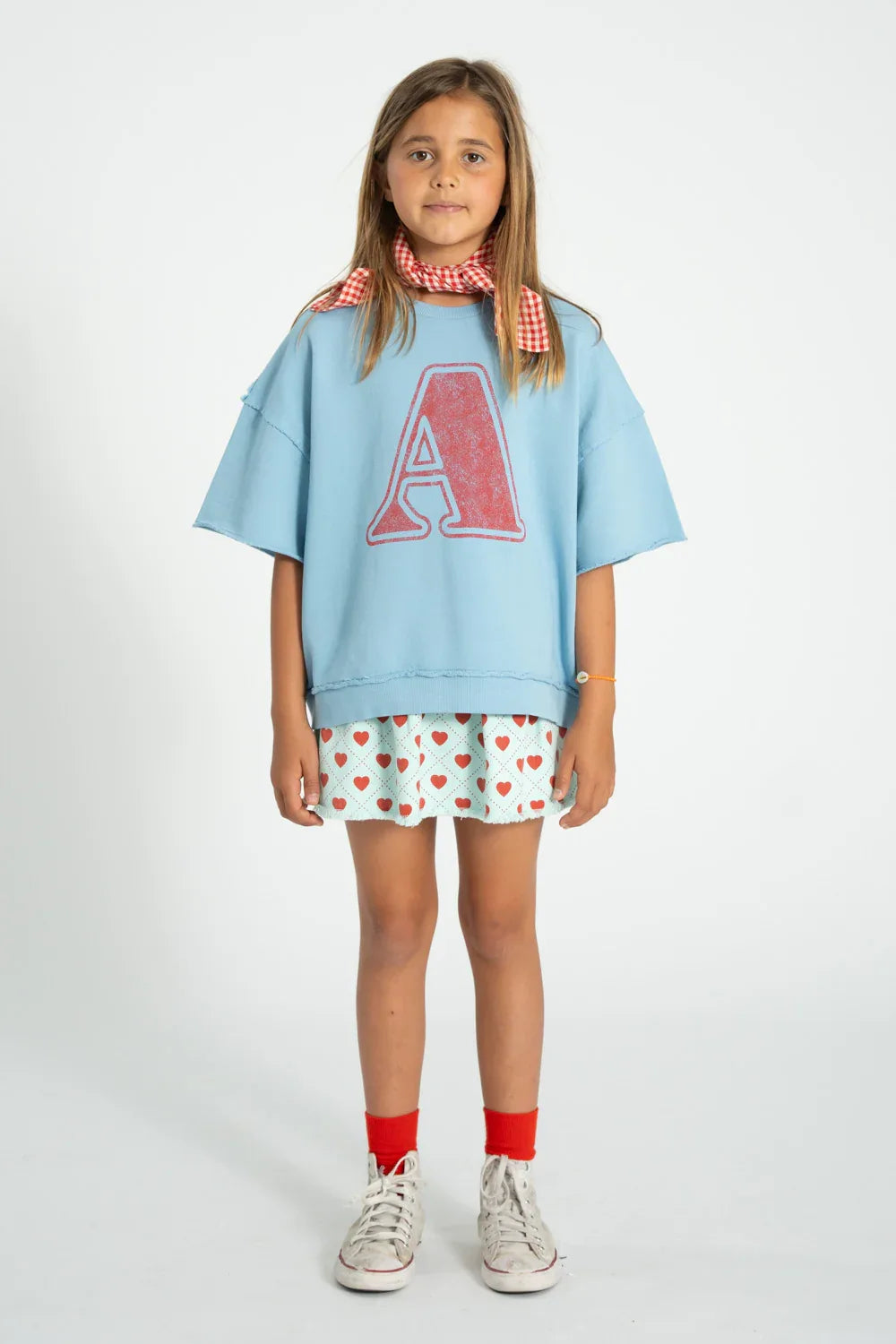 Short Sleeve Sweatshirt Blue With A Print - Piupiuchick