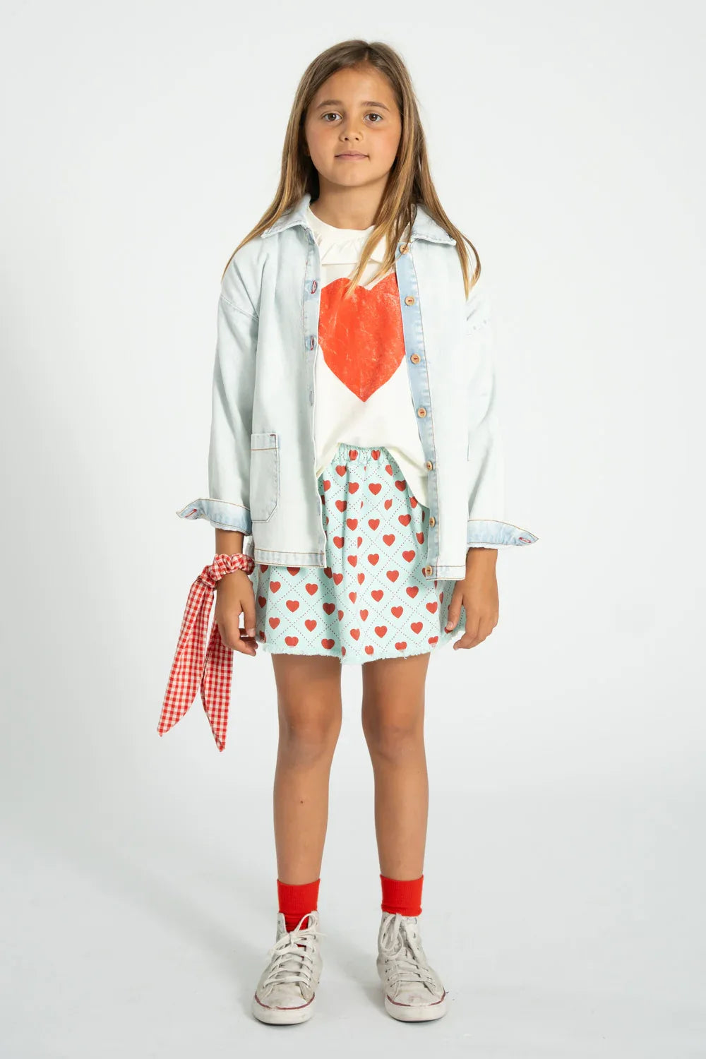 Jacket Washed Light Blue Denim With Peace Print - Piupiuchick