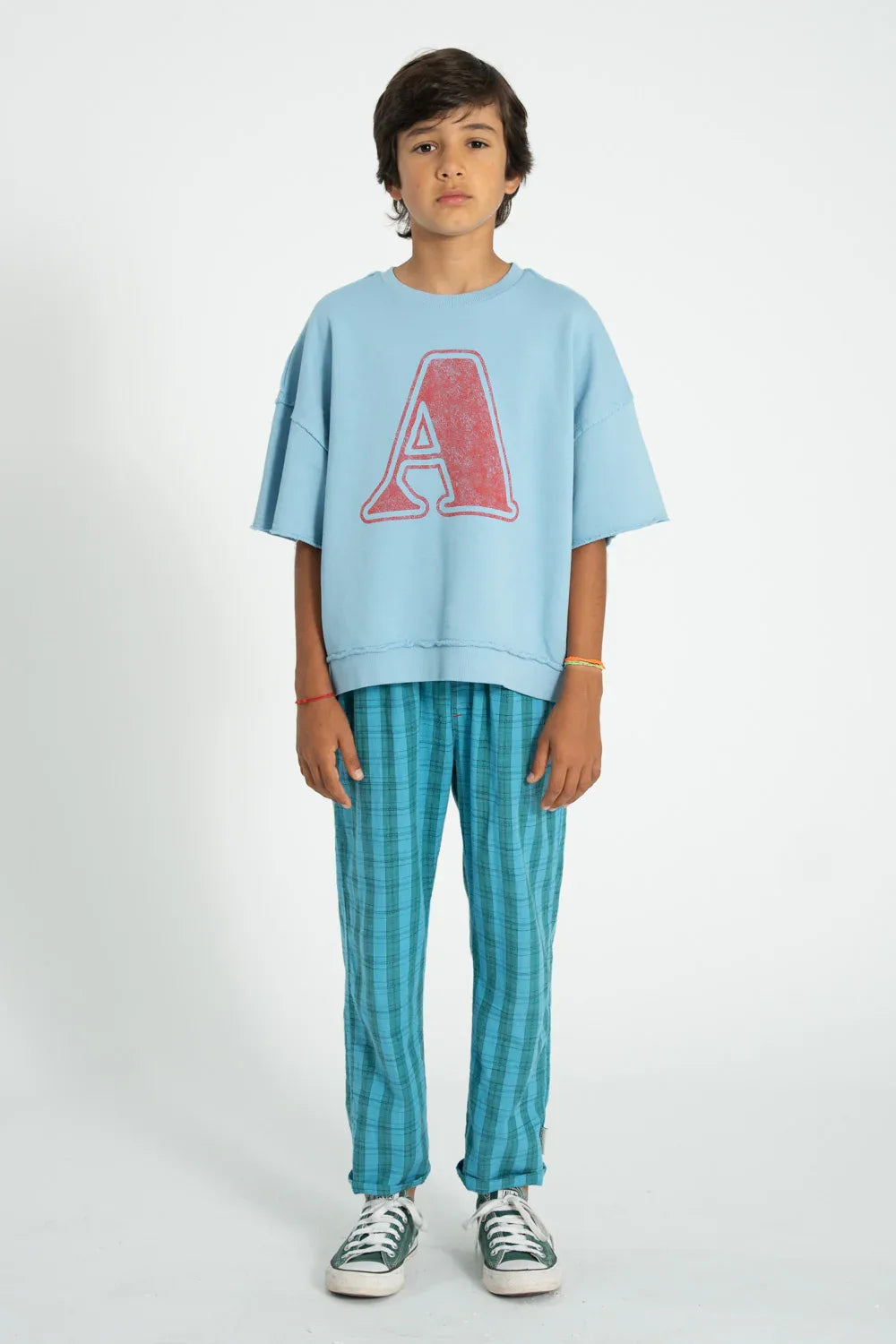 Short Sleeve Sweatshirt Blue With A Print - Piupiuchick