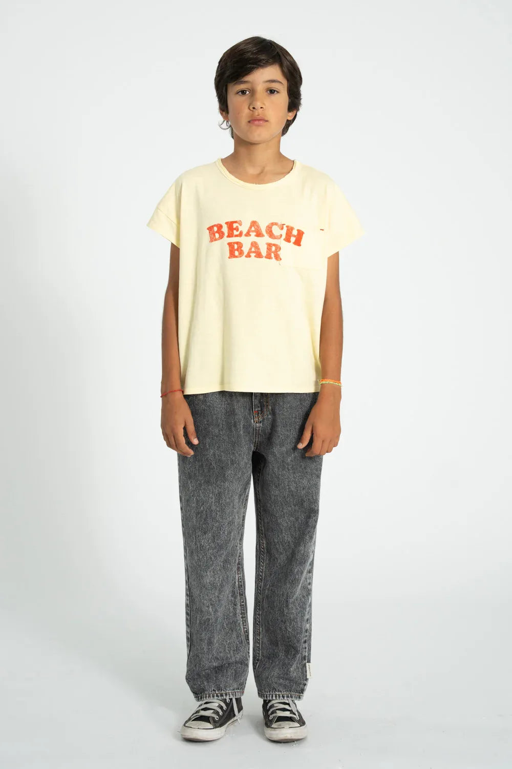 T-shirt Light Yellow With Beach Bar Print - Piupiuchick