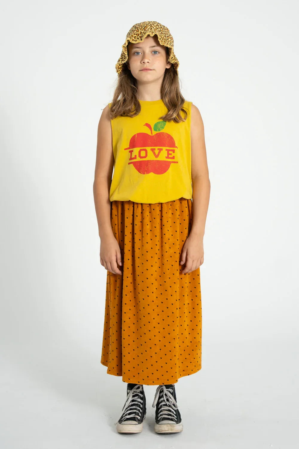 Sleeveless Top Mustard With Apple Print - Piupiuchick