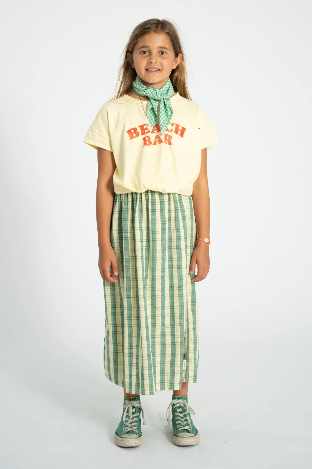 Long Skirt Light Yellow Checkered - Piupiuchick