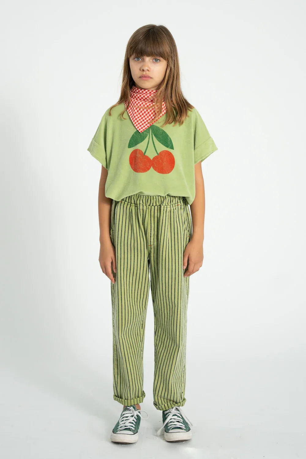 T-shirt Light Olive With Cherry Print - Piupiuchick