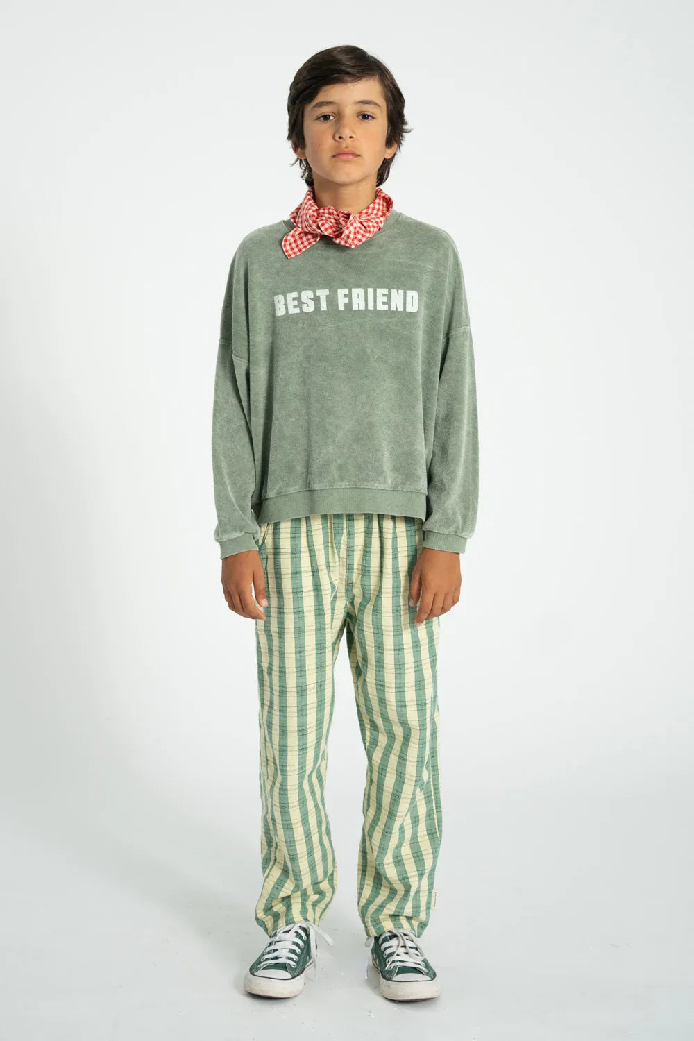 Sweatshirt Washed Green With Best Friend Print - KDkes