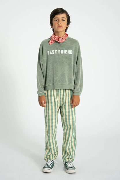 Sweatshirt Washed Green With Best Friend Print - KDkes