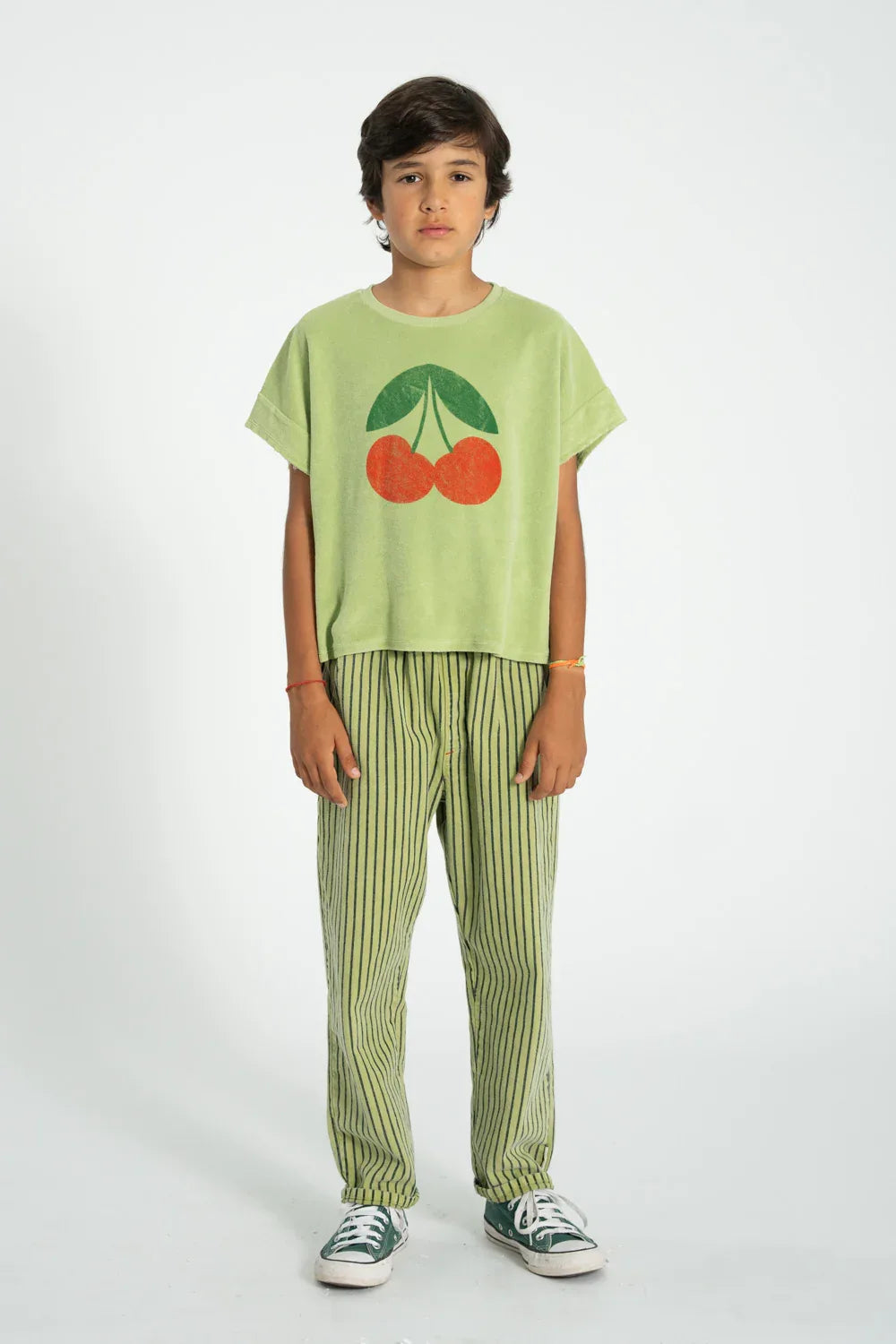 T-shirt Light Olive With Cherry Print - Piupiuchick