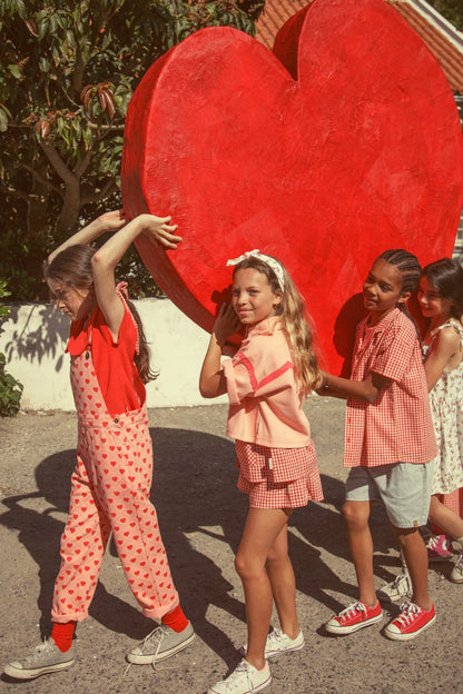Short sleeves Jacket Pink With Pink Geometric Lines - Piupiuchick