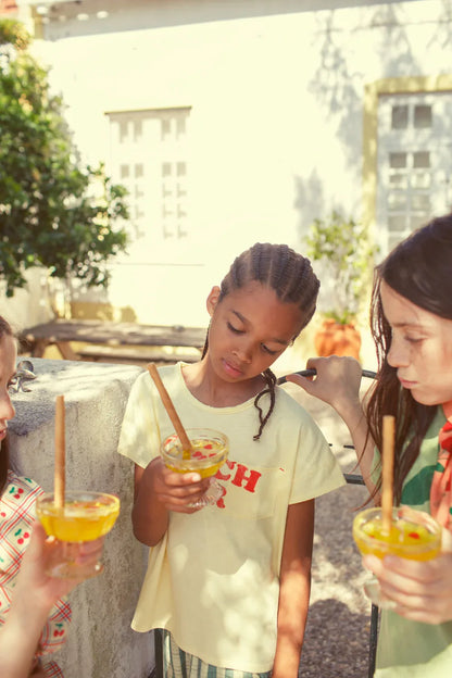 T-shirt Light Yellow With Beach Bar Print - Piupiuchick