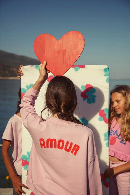 Sweatshirt Lilac With Red Heart Print - KDkes