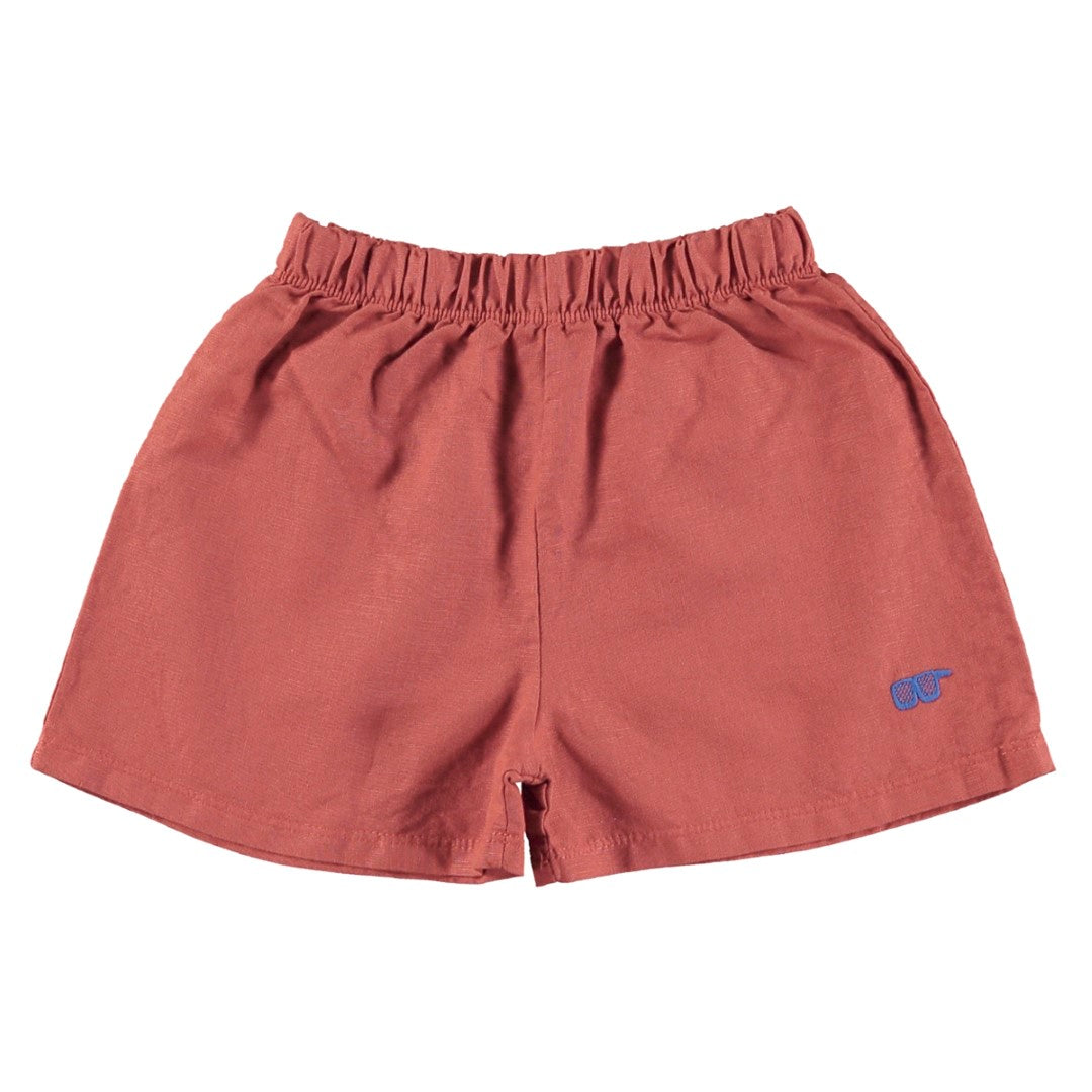 Linen Shorts Glasses Washed Red