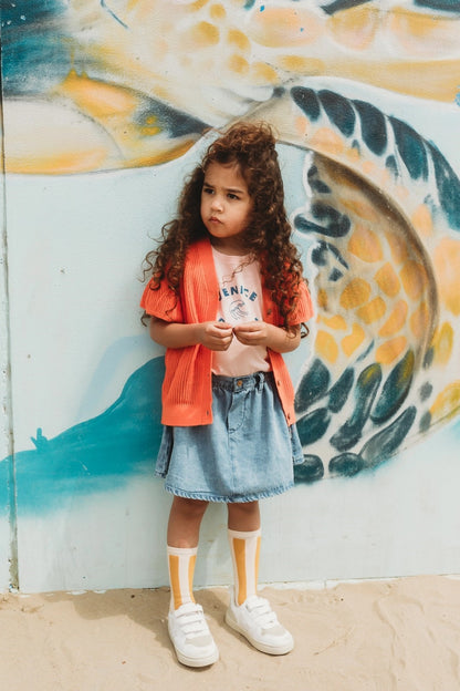 Knitted Girls Cardigan Coral