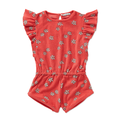 Ruffle Terry Jumpsuit Daisies Print