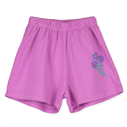 Jackard Shorts Flowers Embroidery Magenta