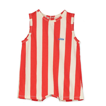 Baby Playsuit Lotie Embroidery Red Stripes Offwhite