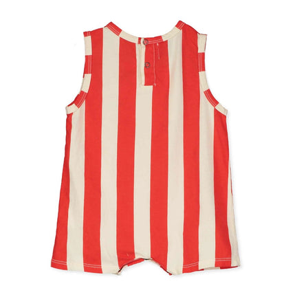 Baby Playsuit Lotie Embroidery Red Stripes Offwhite