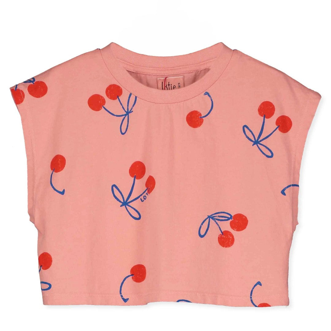 Crop Top Cherries Allover Clay Pink