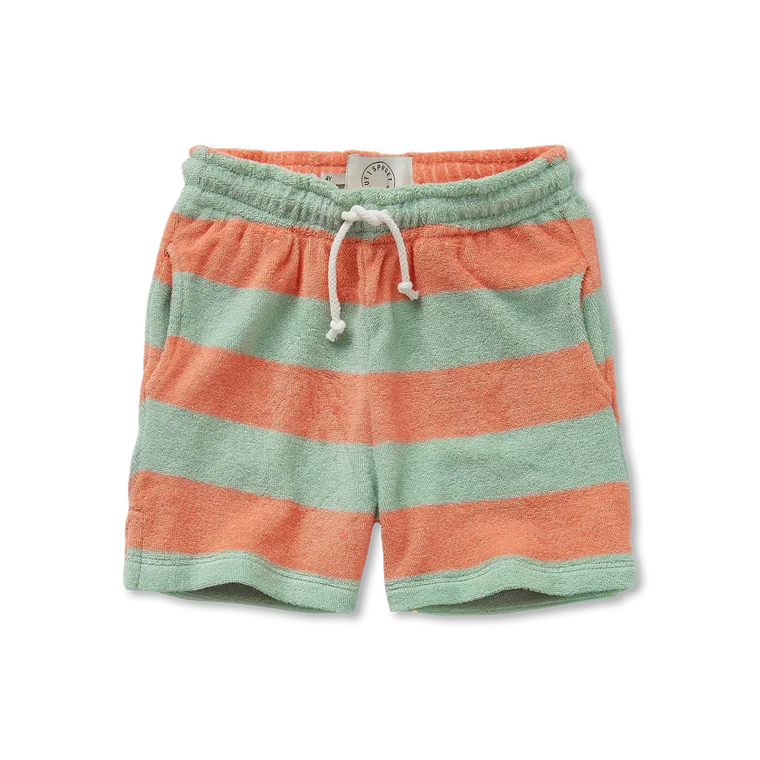 Terry Shorts Block Stripes Silt Green - Sproet &amp; Sprout