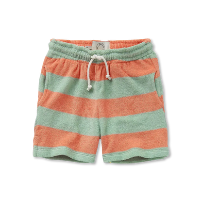 Terry Shorts Block Stripes Silt Green - Sproet &amp; Sprout
