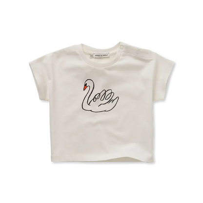 Baby T-shirt Swan Off White - Sproet &amp; Sprout