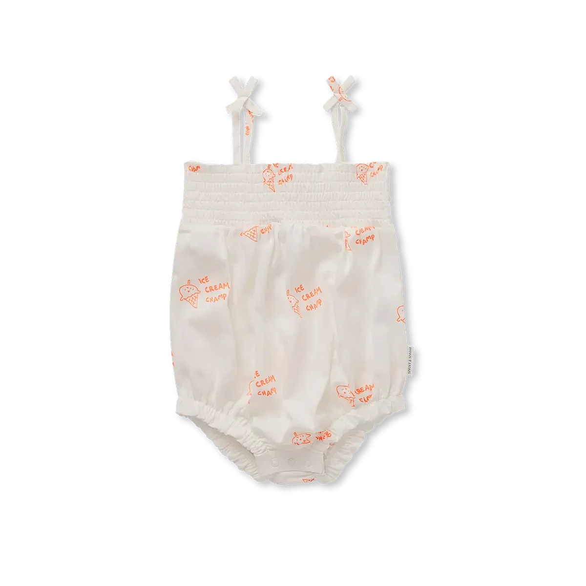 Baby Smock Romper Ice Cream Print Off White - Sproet &amp; Sprout