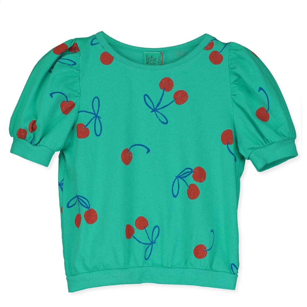 Bloused Tee Cherries Allover Green