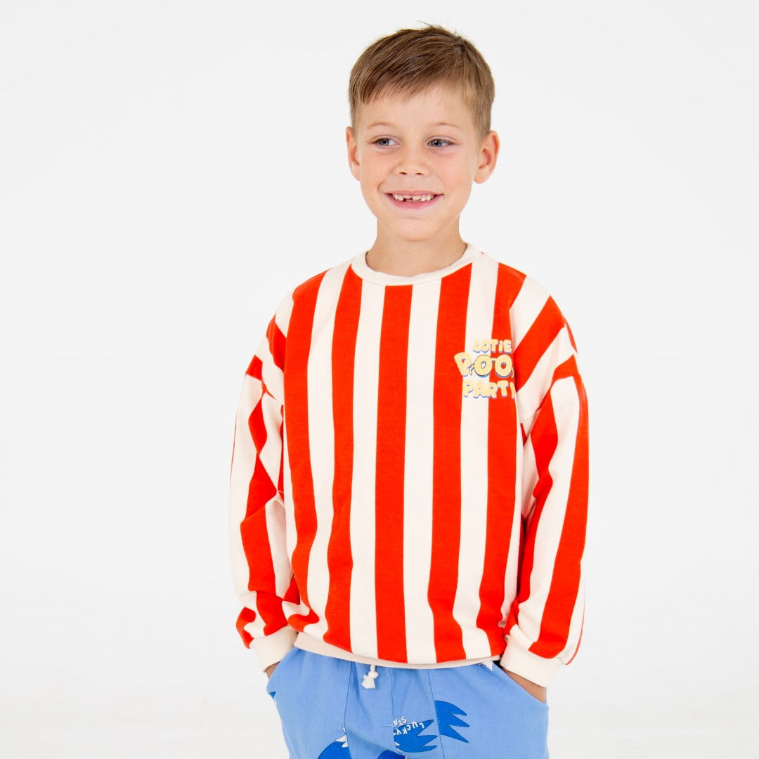 Sweatshirt Lotie Pool Party Red Stripes Offwhite