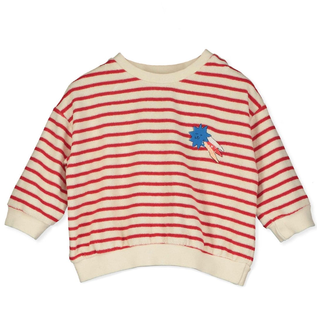 Baby Sweatshirt Lucky Star Embroidery Stripes Offwhite